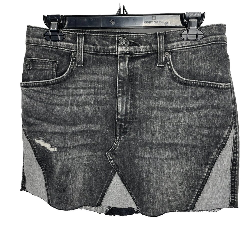 Hudson The Viper Mini Skirt Old School Black Denim Deconstructed Cutoff